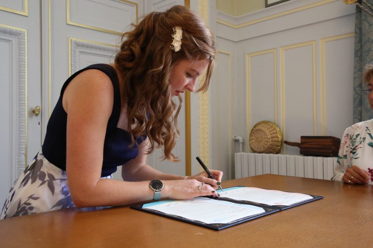 mariage, cérémonie, signature, photo